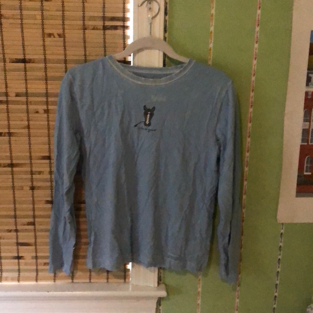 Long sleeve light blue life is good T-shirt